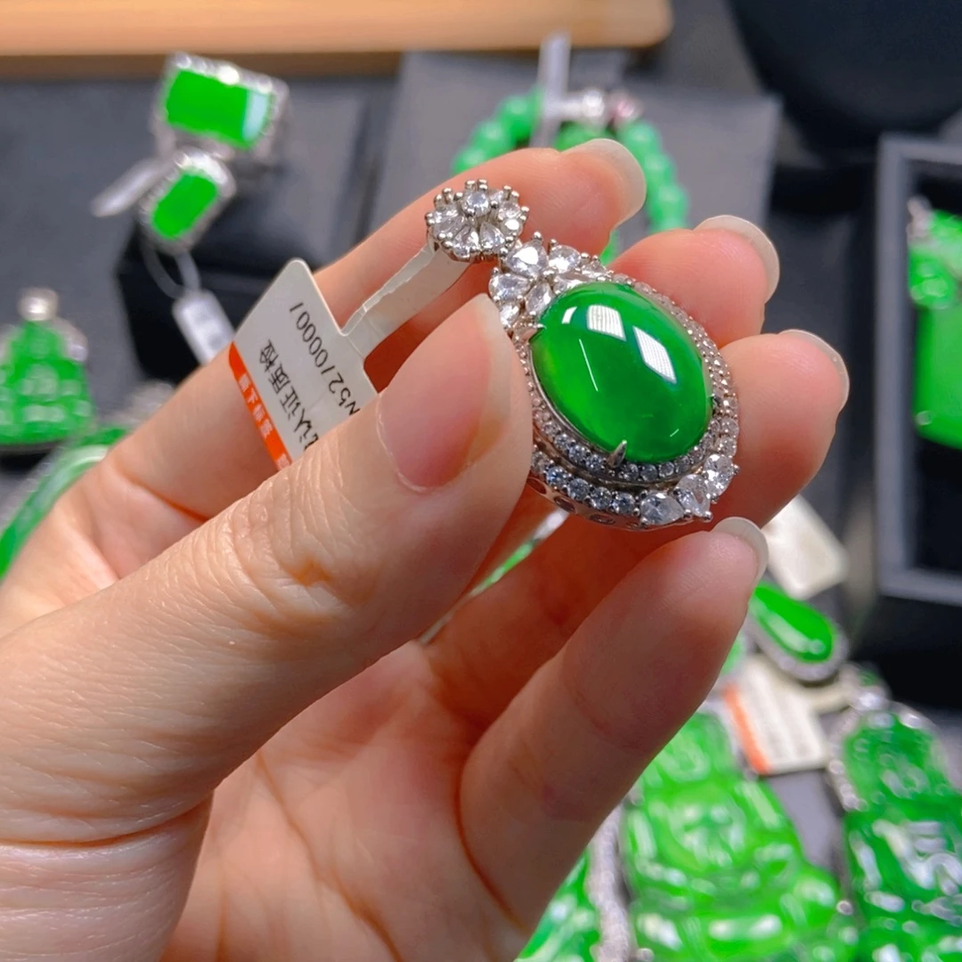 翡翠银S925镶嵌吊坠(不含链)