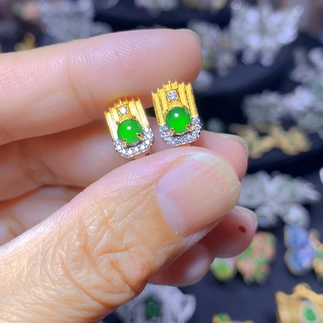 翡翠银S925镶嵌毛衣链天然翡翠