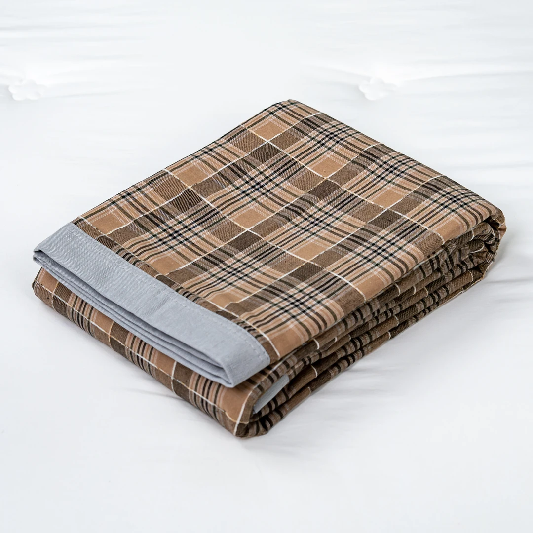 【京会社】多功能盖毯150*200 方格咖驼色