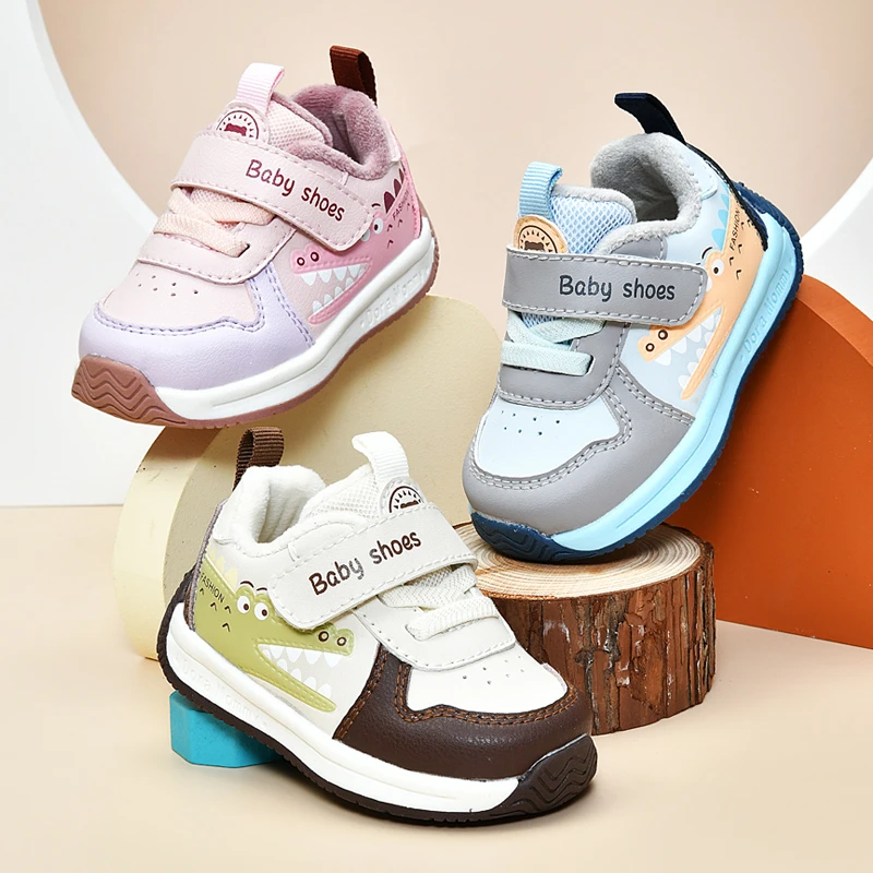 学步鞋男宝宝0-1-3岁2秋冬婴幼儿鞋子女宝宝软底机能加绒加厚棉鞋