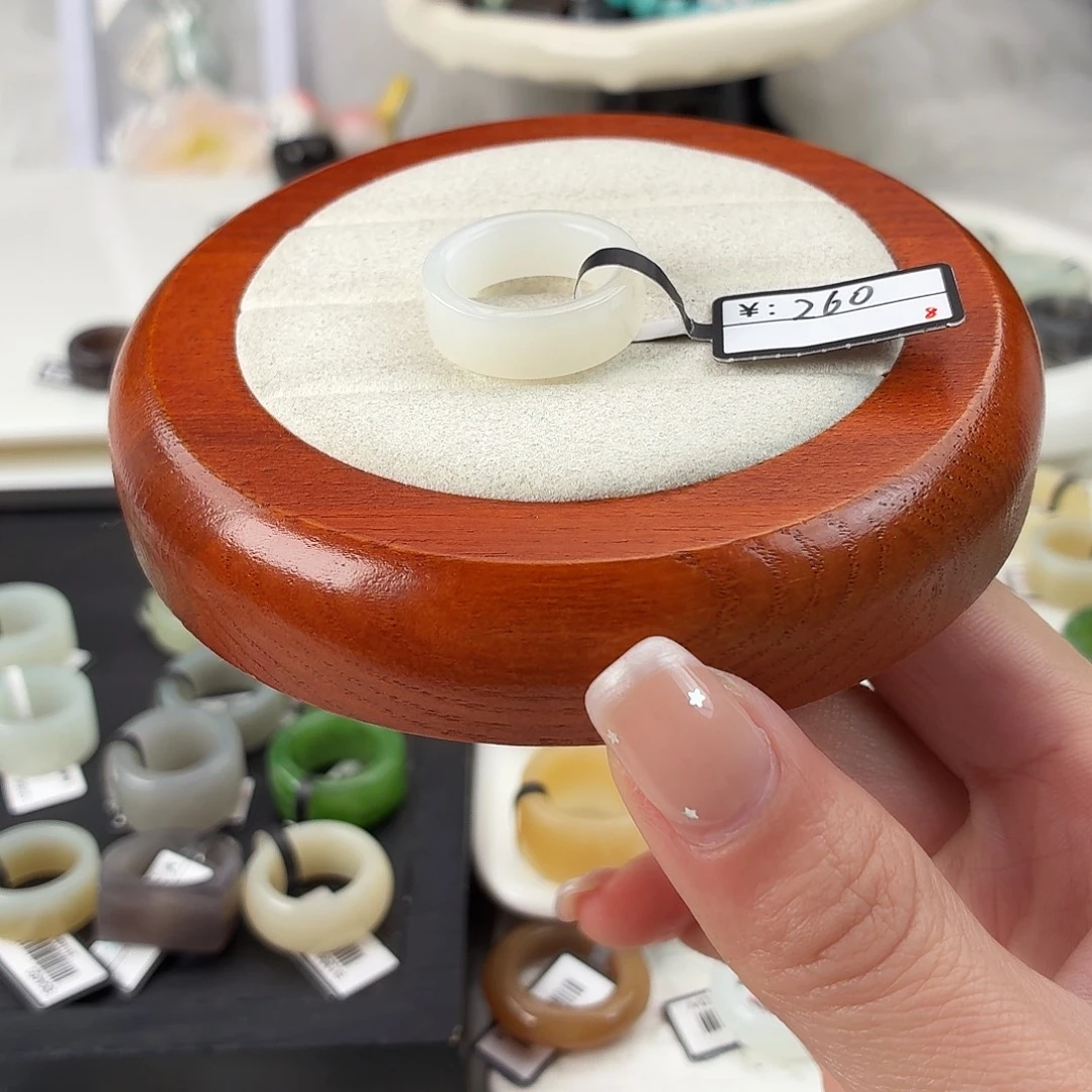 和田玉未镶嵌戒指Q63冰紫圆切内径16.4