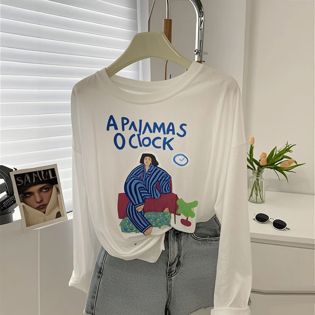 防晒衣女夏季新款薄款冰爽透气宽松休闲卡通圆领长袖外搭防晒罩衫