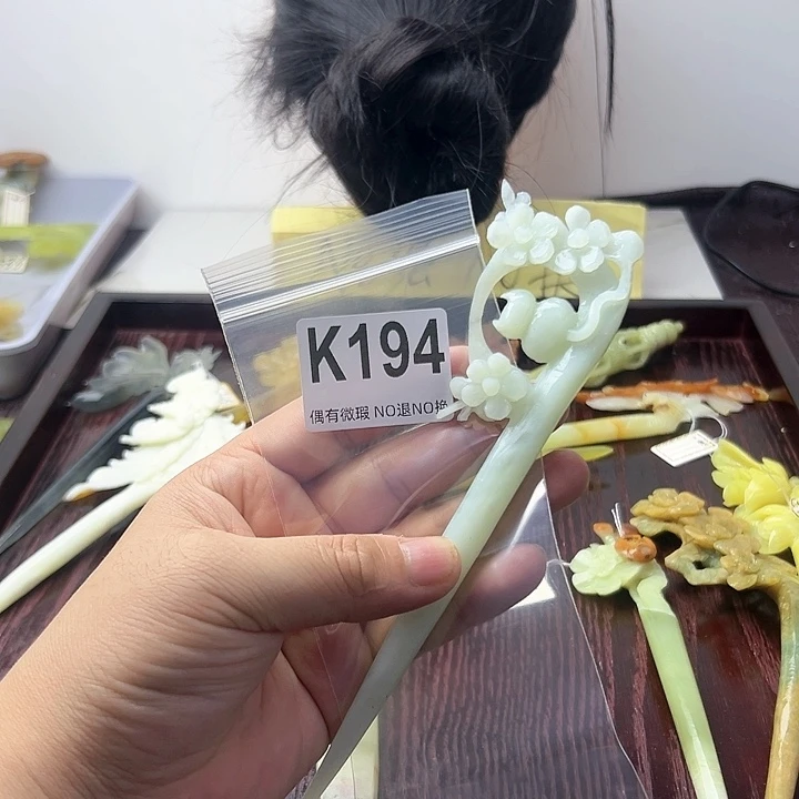 蛇纹石玉发饰合金焕****！