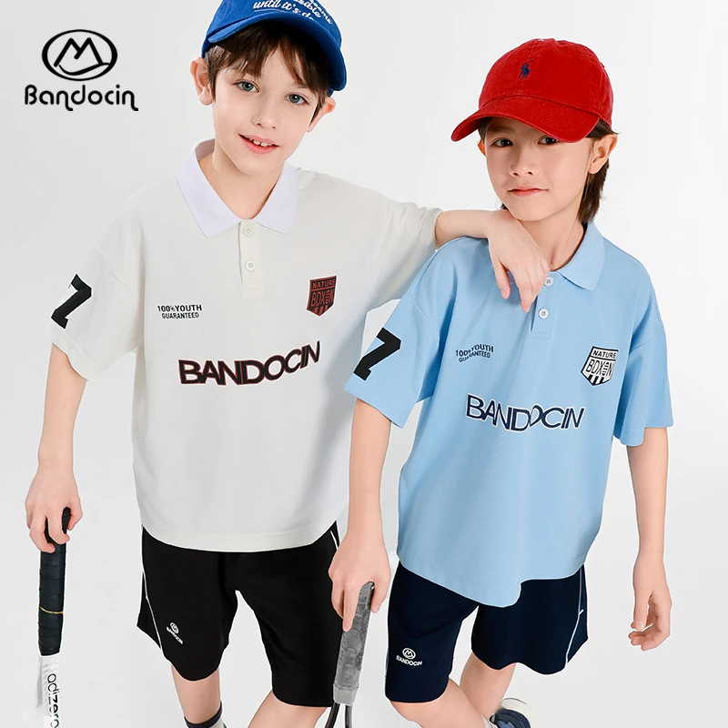 BANDOCIN/半度闲UPF50+男童夏季美式网球服两件套防晒POLO衫套装