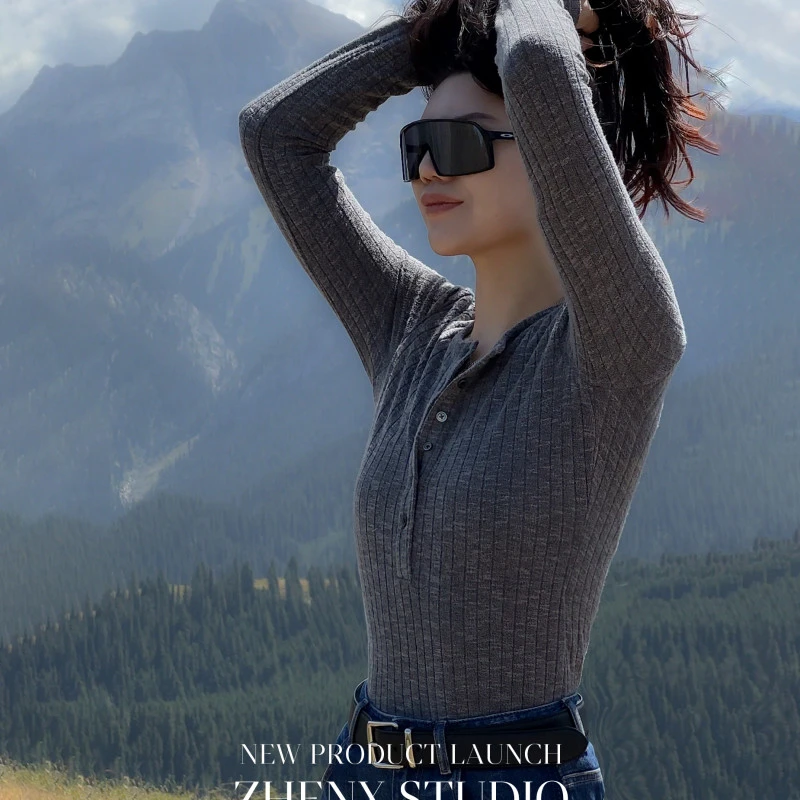 ZHENXI【蕾丝针织】高个子穿搭假两件蕾丝拼接针织衫条纹25QDAZ0202