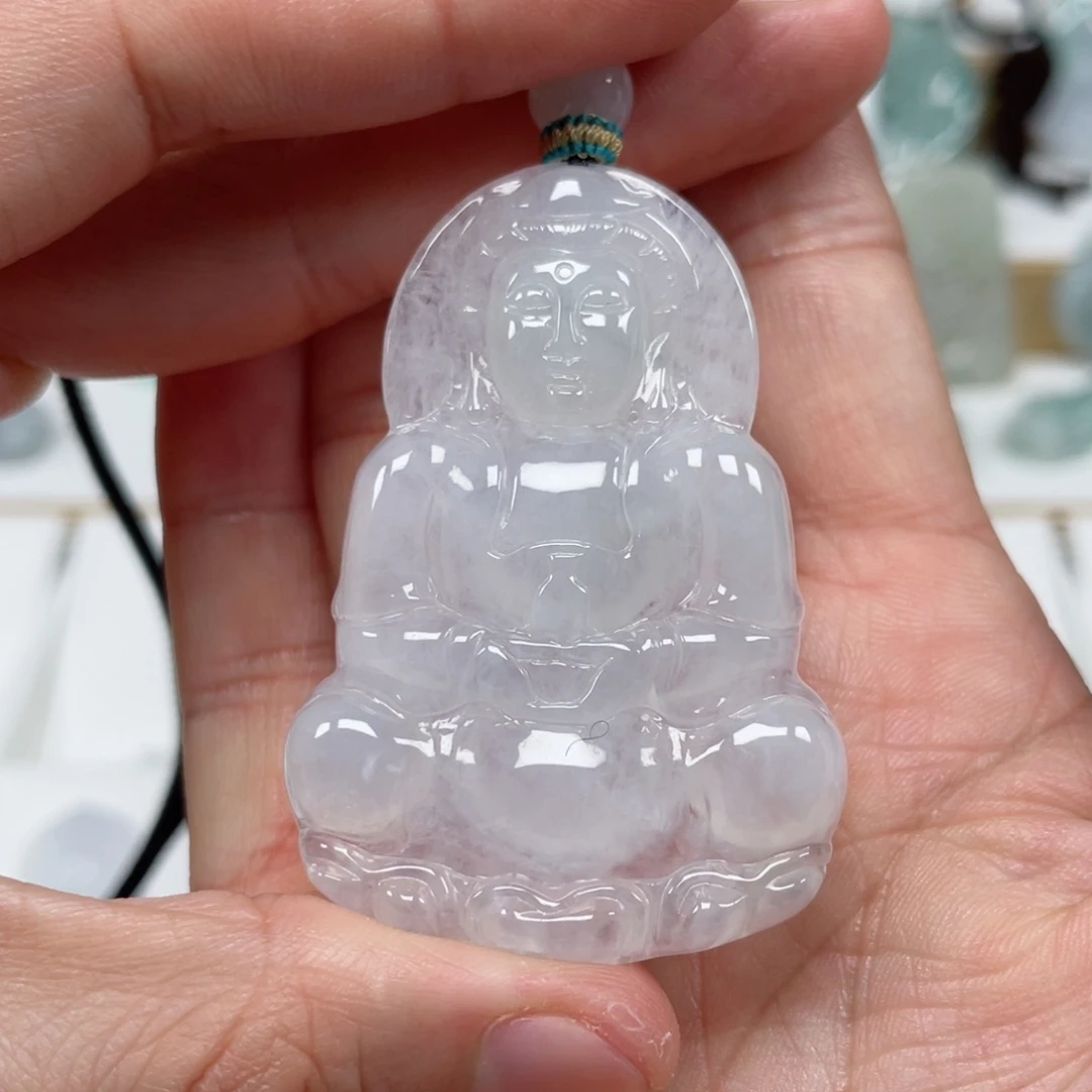 翡翠颈饰未镶嵌天然翡翠A货观音96号