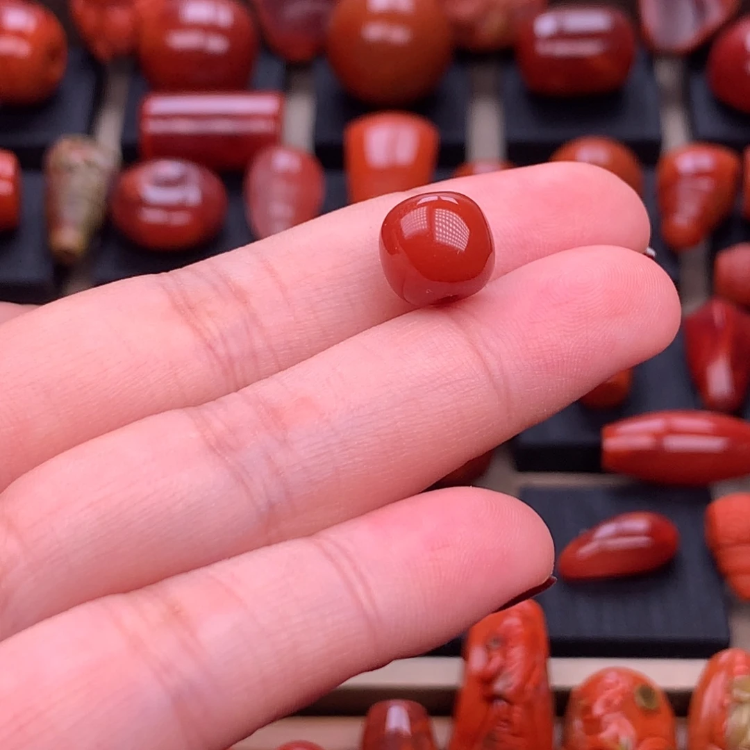 南红玛瑙未镶嵌川料原矿老型单珠10mm