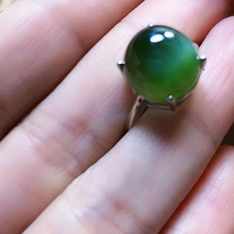 和田玉戒指银S925镶嵌