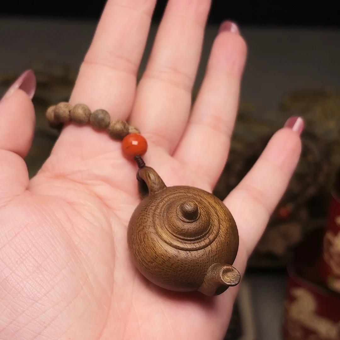 沉香吊坠越南芽庄黄棋楠把把把壶➕白棋设计