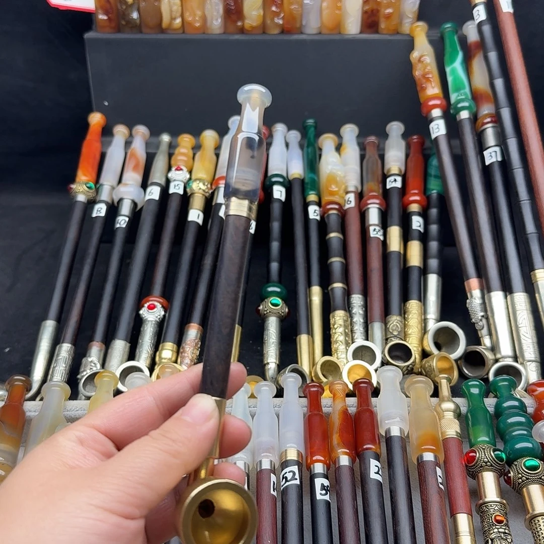 玄***场旱烟袋玛瑙嘴18厘米