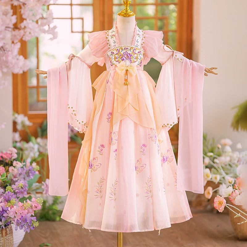 汉服女童早秋新款旗袍儿童中国风唐装连衣裙童裙小女孩古装公主裙