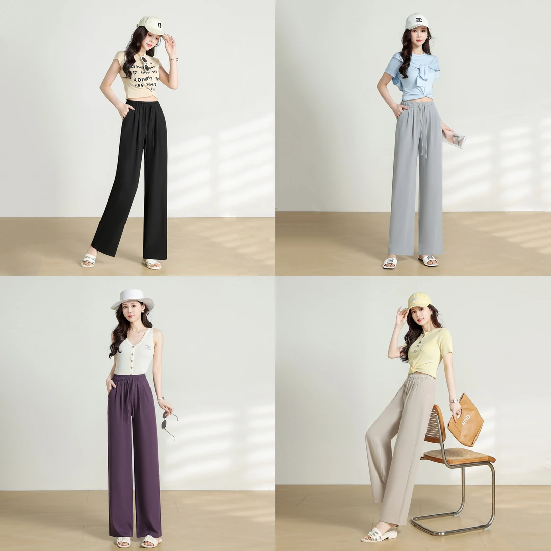 醋酸阔腿裤2025夏季新款