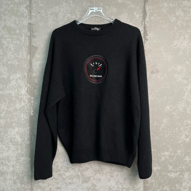 未使用 Balenciaga/巴黎世家 M*1/黑色油表logo卫衣/15785