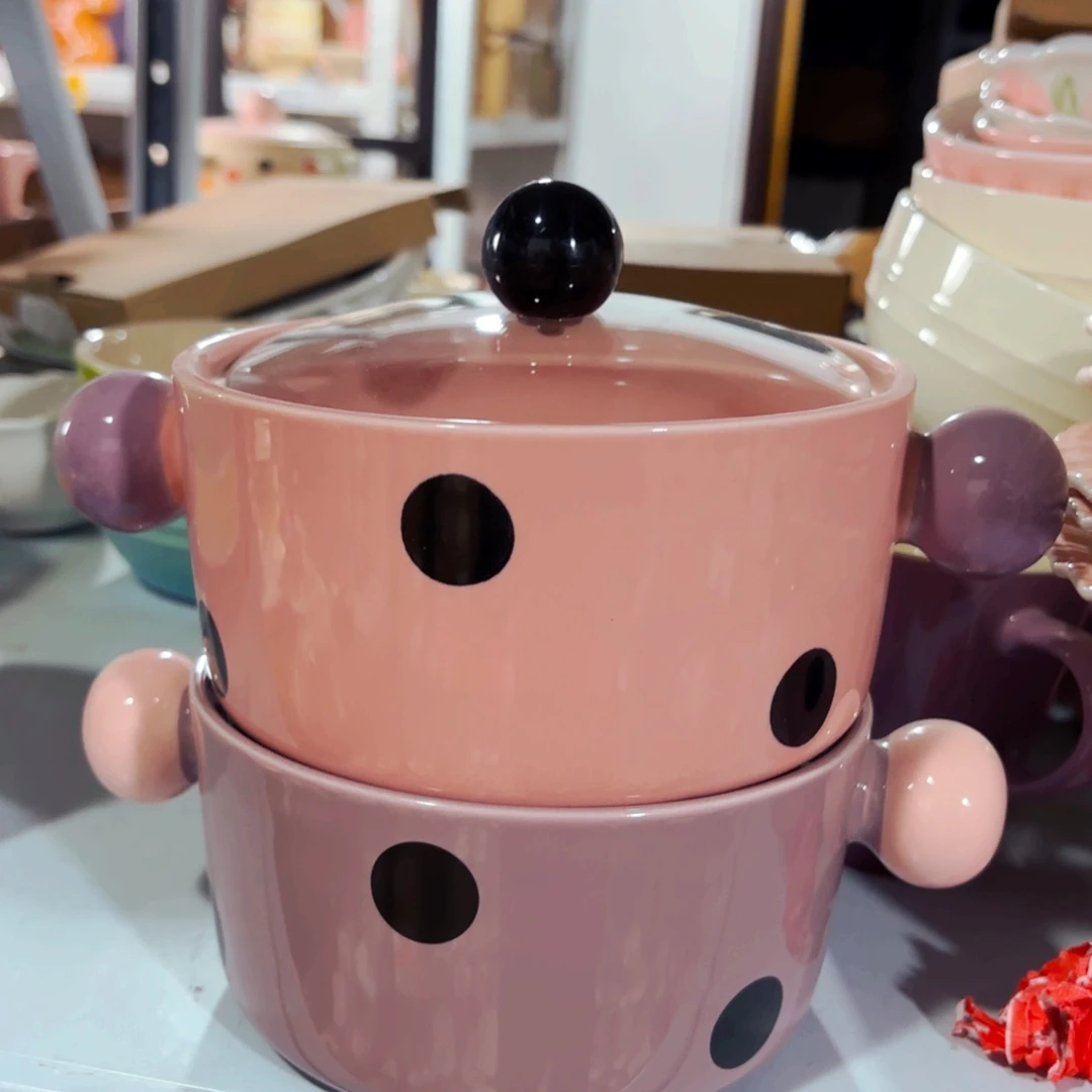 陶瓷波点泡面碗一个颜色备注