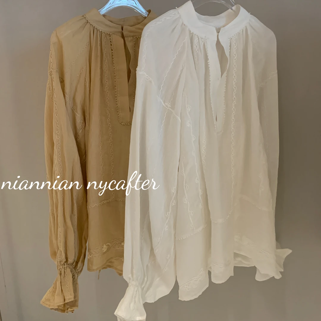 [春夏2025][苎麻]织带泡泡袖上衣范冰同款轻薄透气衬衫ll1997