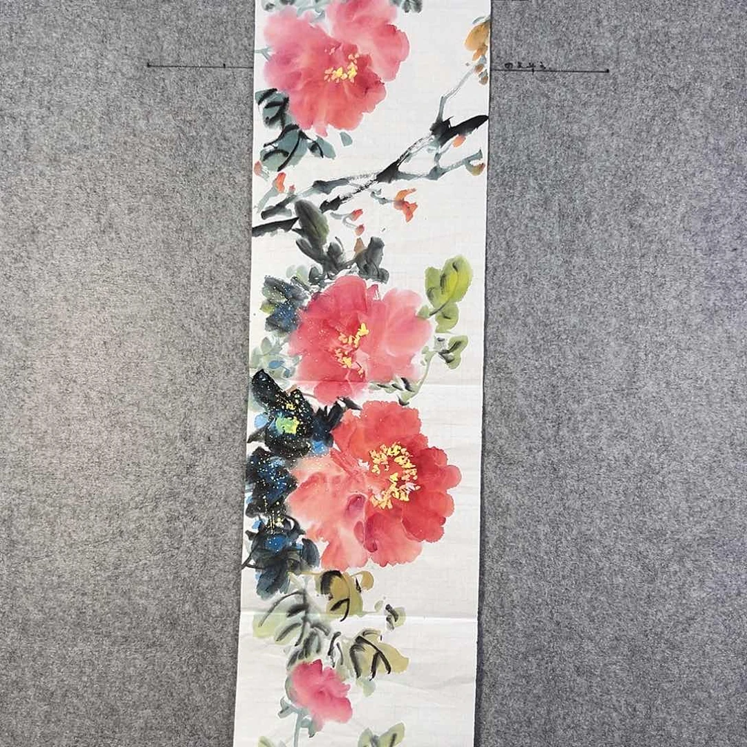 国画197 花鸟在树丛的顶端鸣叫叫声