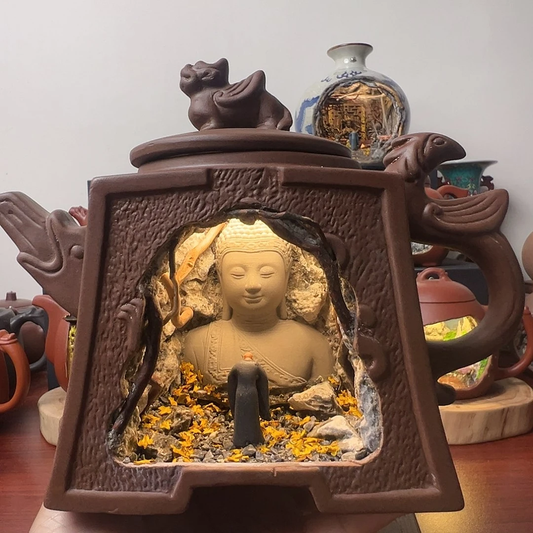 无花朵紫砂壶微景观茶壶