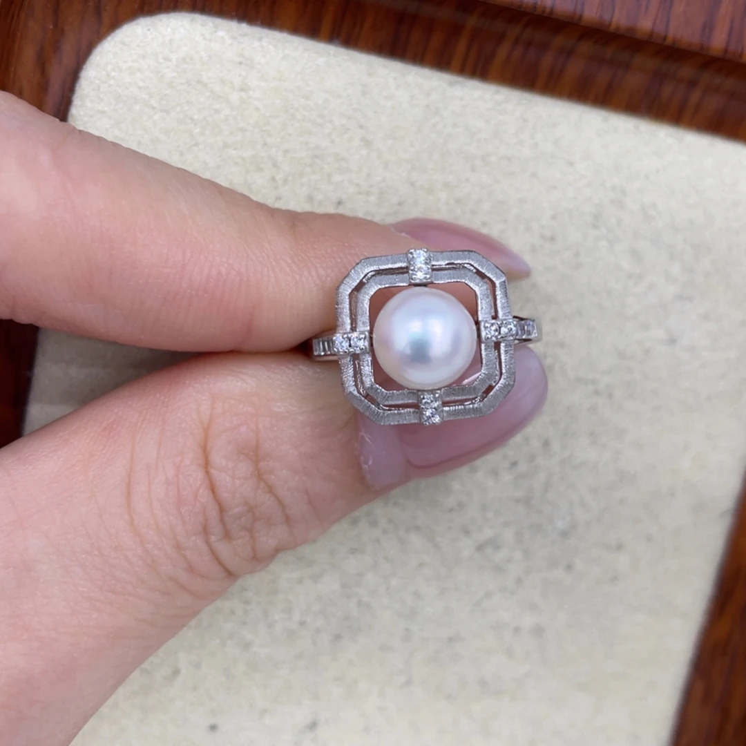 银S925镶嵌海水珍珠戒指