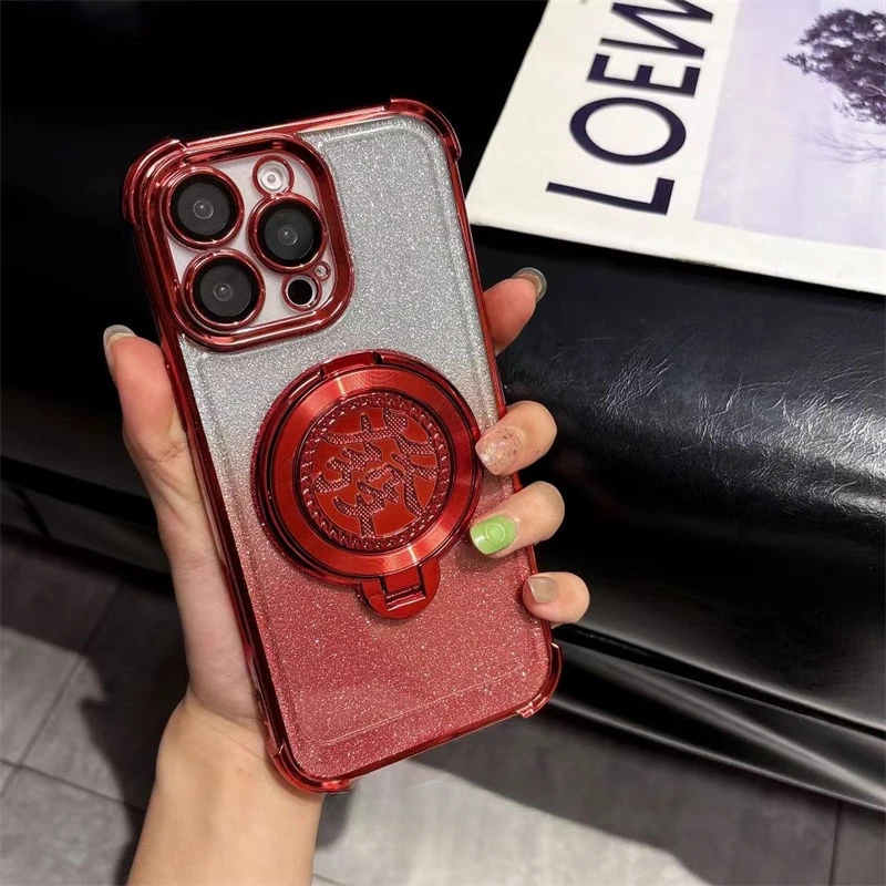 适用于苹果16Promax手机壳15Pro气囊防摔iPhone14/13陀螺旋转支架