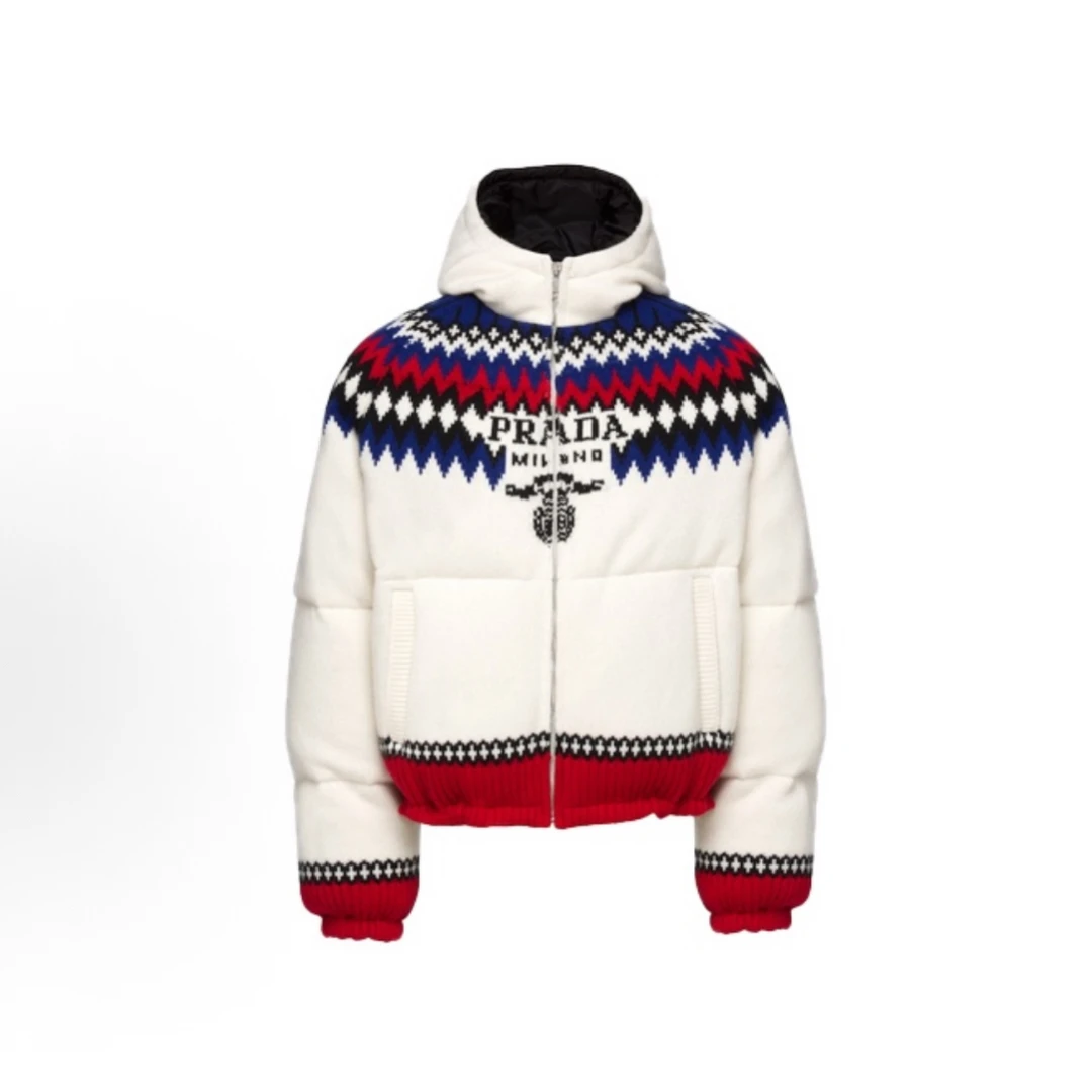 未使用 Prada/普拉达 提花连帽羽绒服 冬季外套 女款