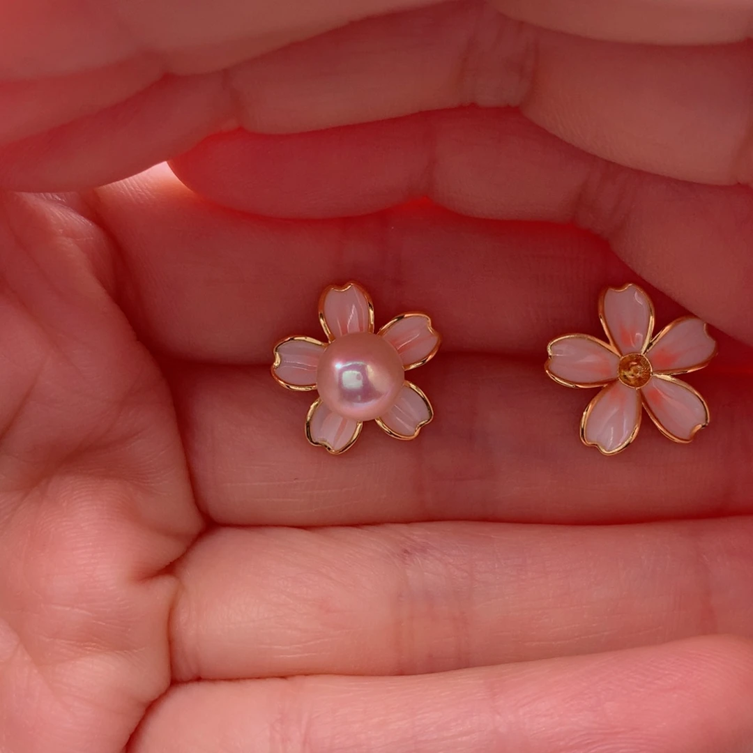 淡水珍珠耳饰合金