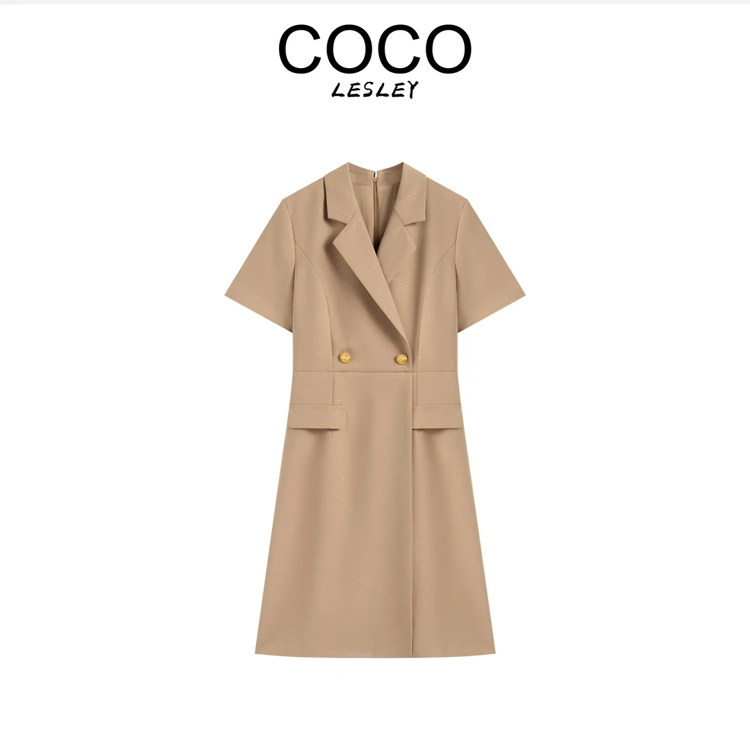 【COCOLESLEY】新款高腰收腰设计感遮肚子气质连衣裙夏季裙子