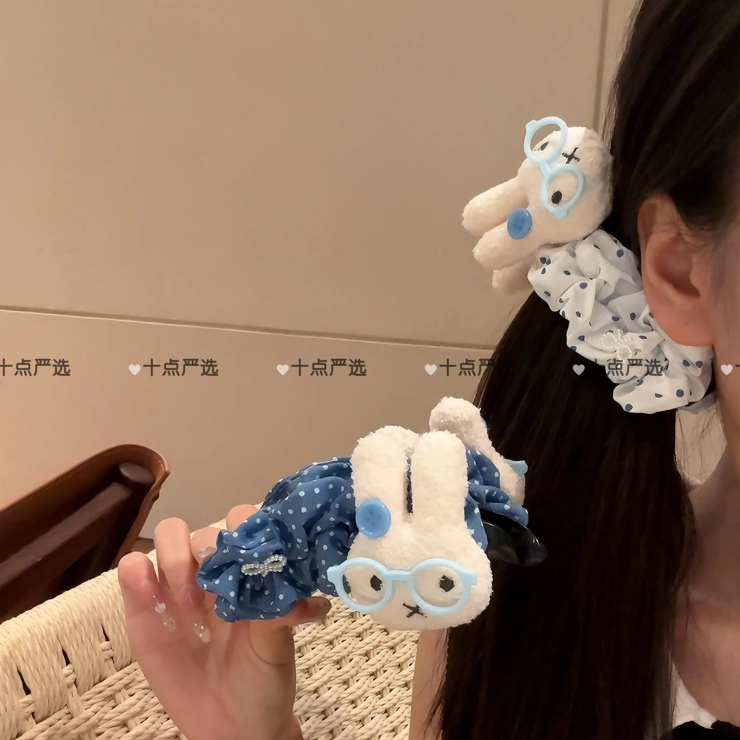 蓝色系米菲兔眼镜波点香蕉夹珠珠小蝴蝶结可爱盘发百搭发饰发夹