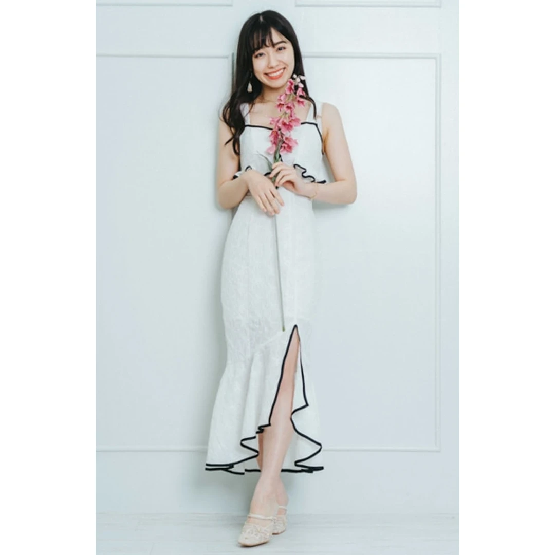 【MonTendre】夏季新款 J 重工精致清新风时尚花卉开叉美人鱼连衣裙