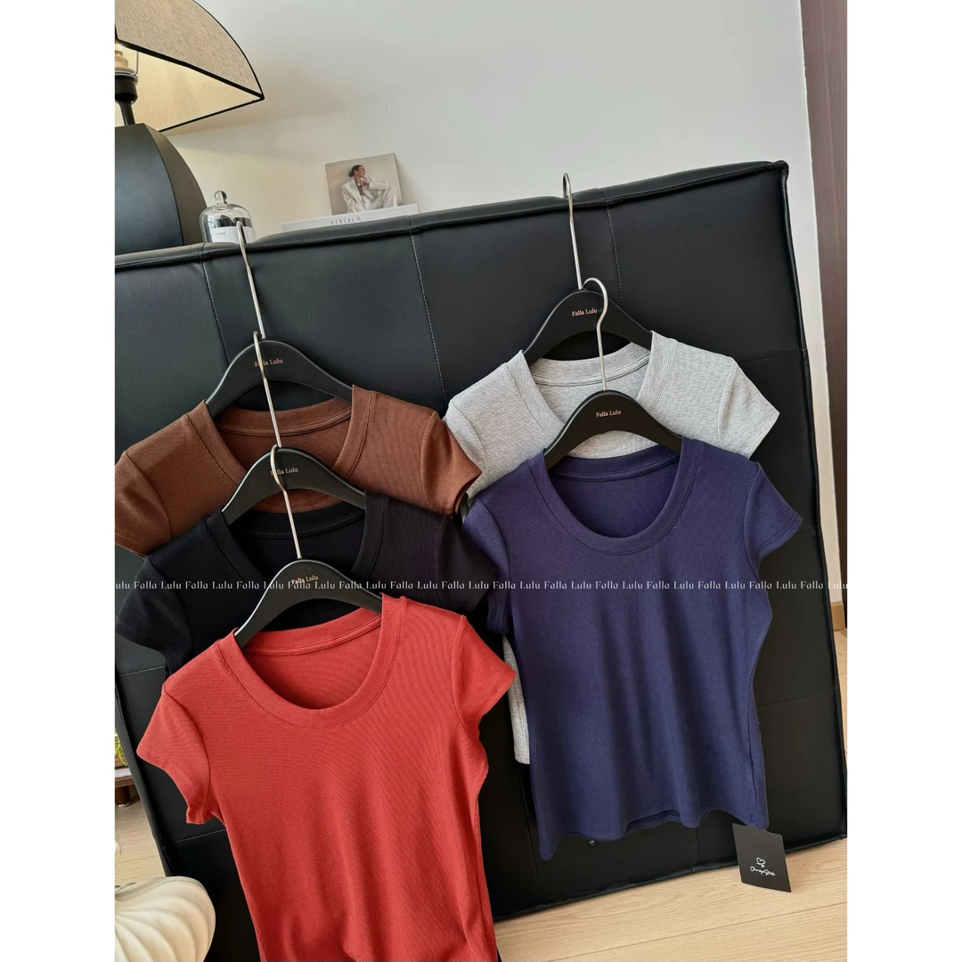 @英子家 韩代瘦瘦T, 基础款纯色宽松休闲显瘦圆领短袖T恤 Y4880