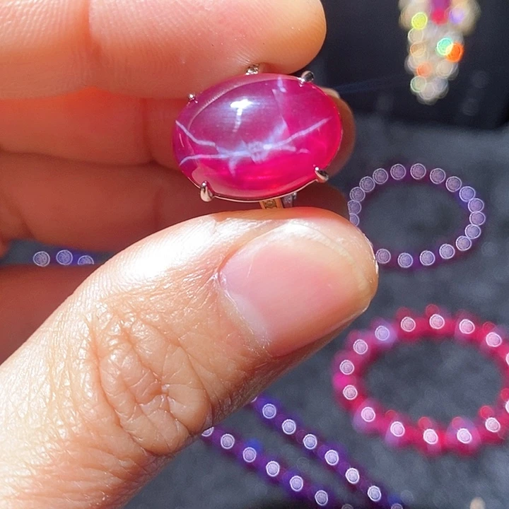 红宝石戒指银S925镶嵌