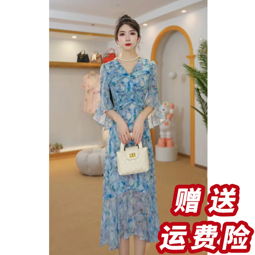 （赠送运费险）轻奢度假风气质连衣裙女2025夏季新款鱼尾裙子A52310