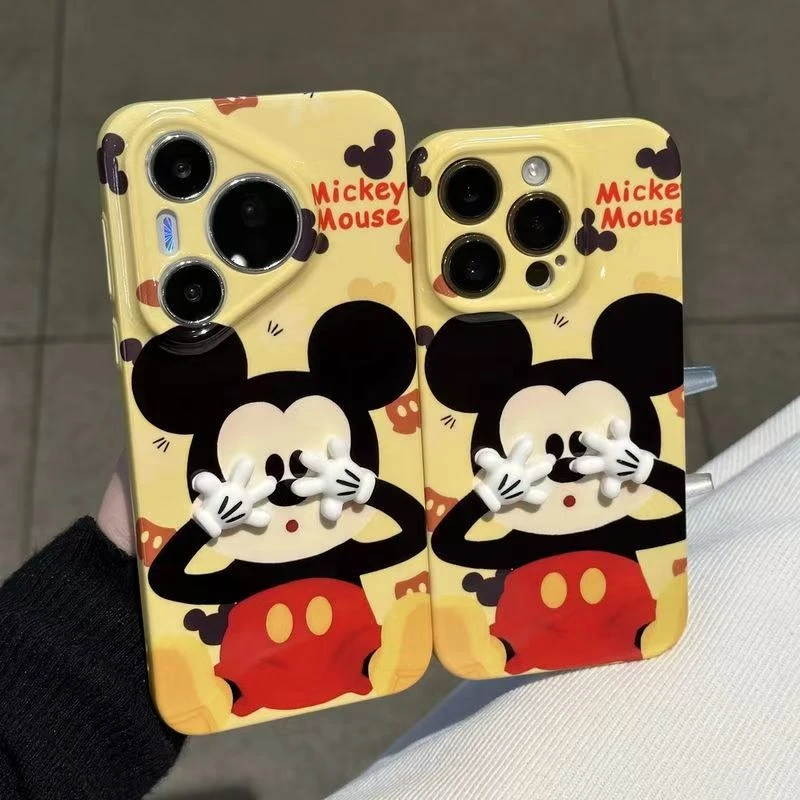 夏日可爱遮脸米奇立体手掌适用于苹果华为vivo小米oppo菲林硬壳