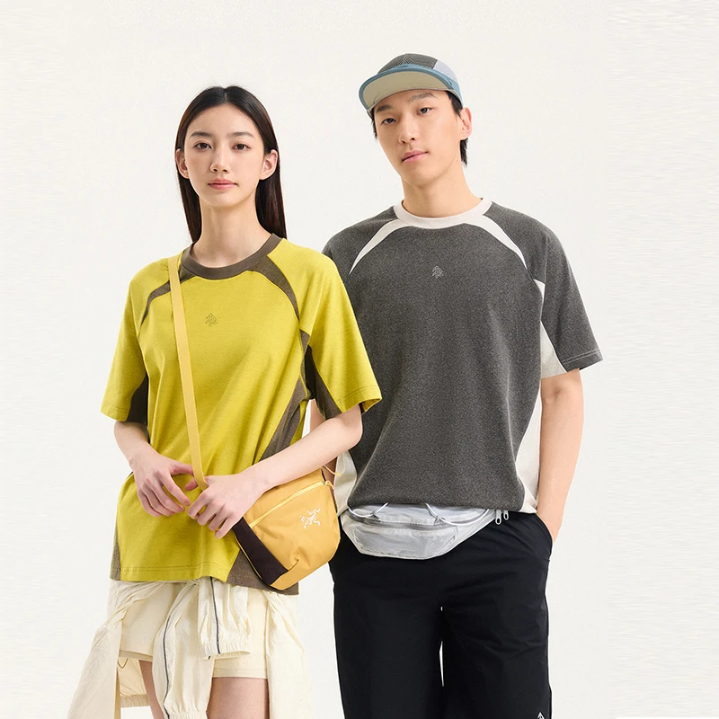 BONELESS【户外系列】拼接撞色短袖夏季圆领哈苏线运动情侣T恤潮