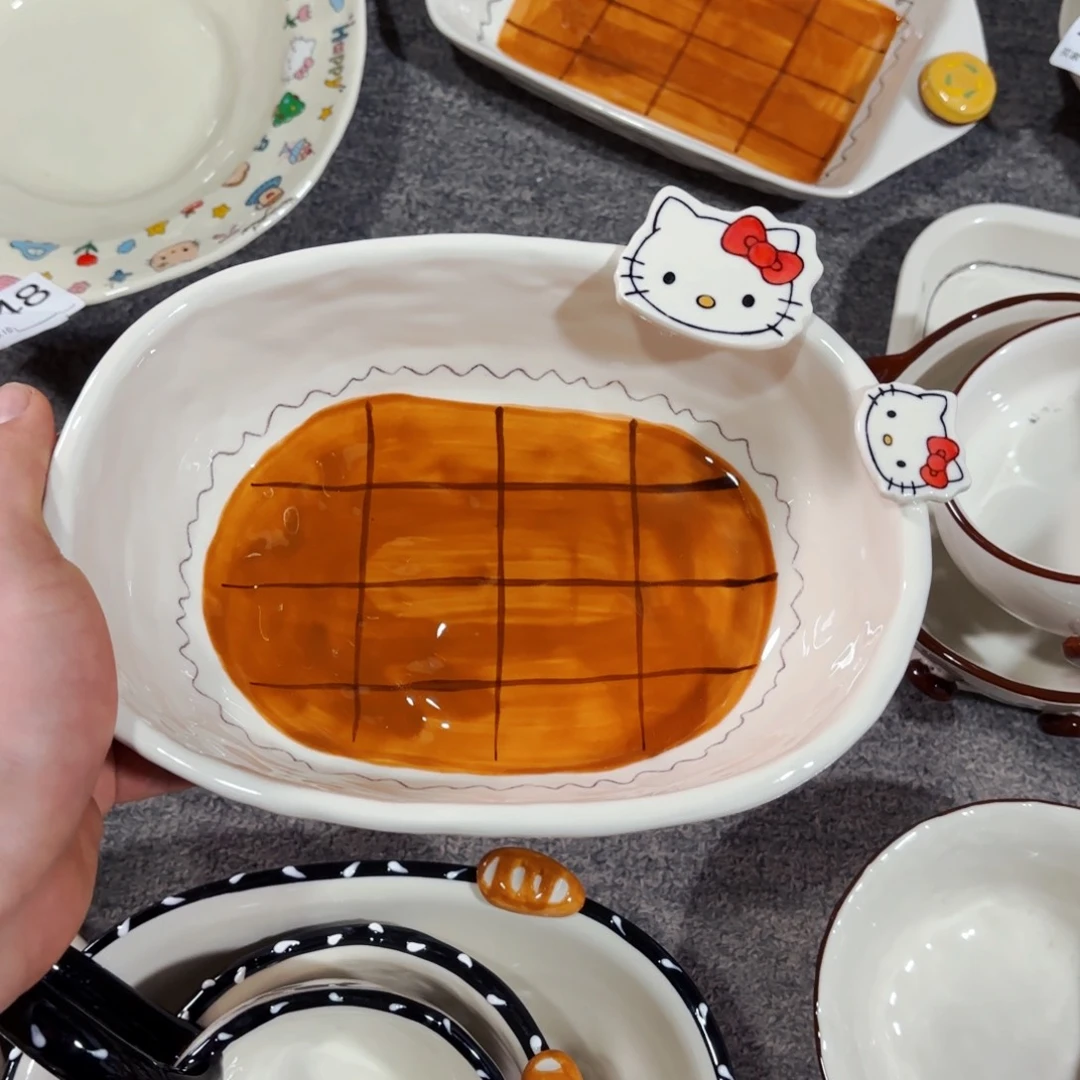 陶瓷手工卡通猫八寸浴缸碗
