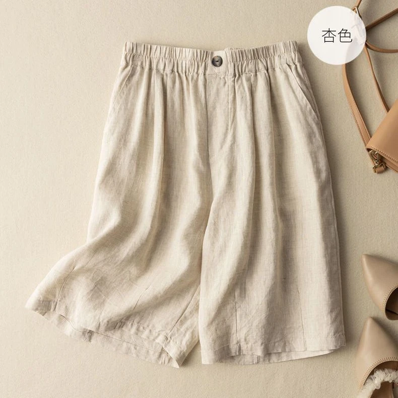 【退换包邮】五分裤女宽松亚麻休闲直筒棉麻短裤阔腿裤潮Y666