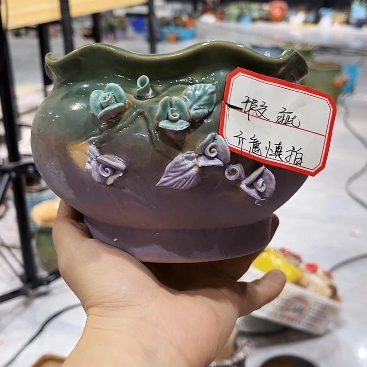 瓷片花盆多肉植物艺术品