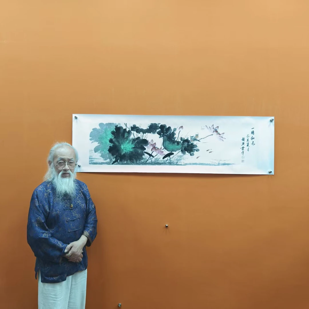 赵兴业《一塘和气》四尺对开 托裱 136*34cm -古墨堂3