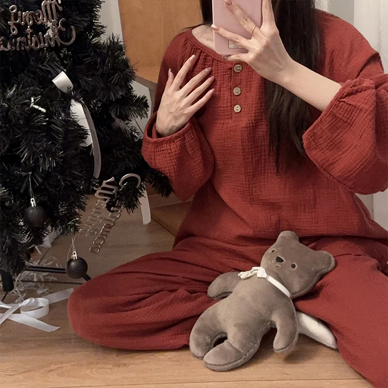 长袖长裤春秋季纯棉睡衣女套装新款小香风夏天公园休闲遛弯家居服