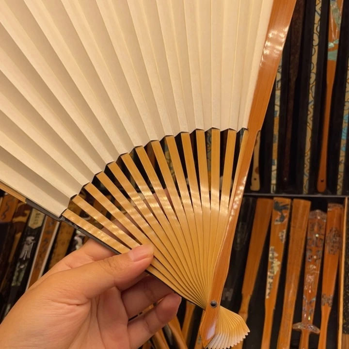 扇子老玉竹三合纯手工郭炜