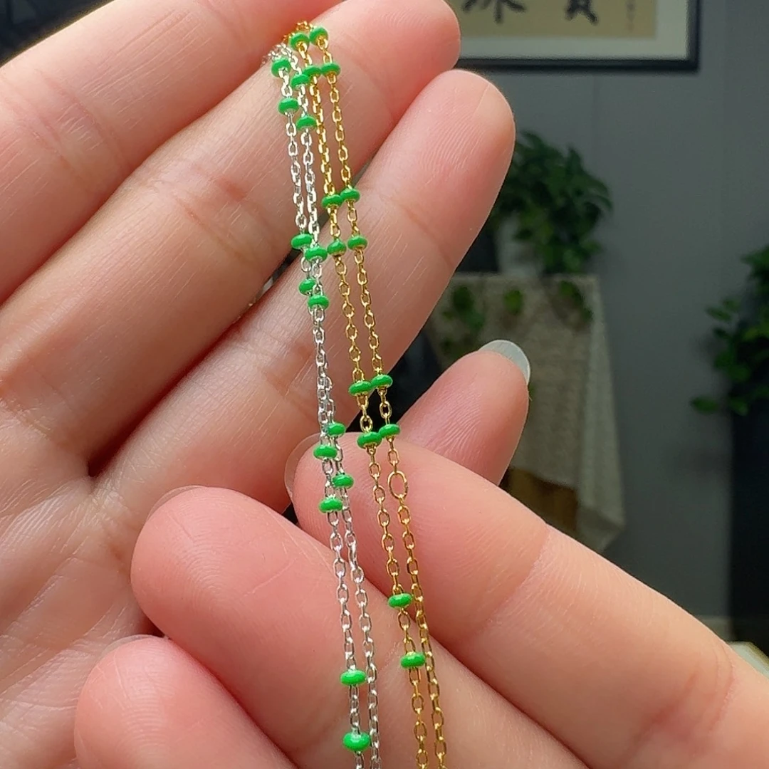 翡翠未镶嵌项链银链子