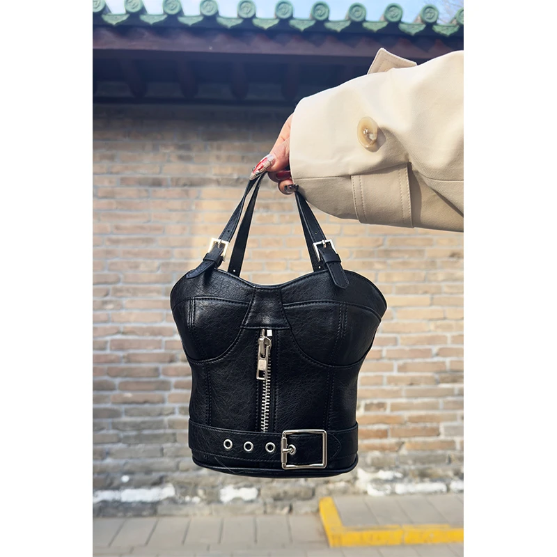 （小溪家）手提包包黑色简约高级百搭通勤包小众设计感