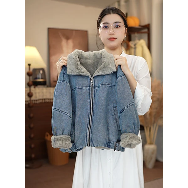 童装女童冬装牛仔加绒加厚外套2025新款中大童秋冬夹棉儿童衣服潮
