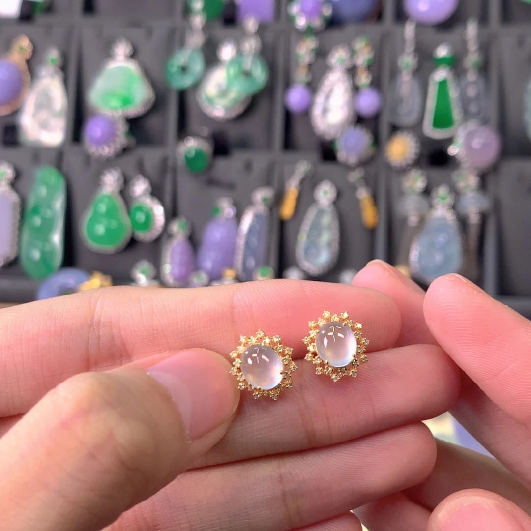 吊坠(不含链)18K金镶嵌翡翠