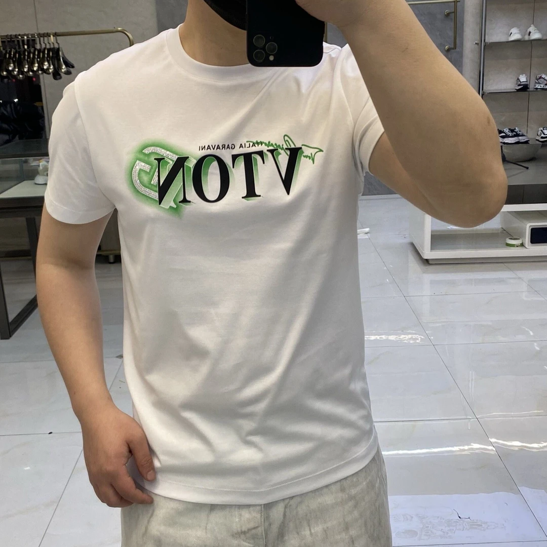 夏季新款短袖T恤男士字母印花潮牌百搭休闲圆领潮流半袖修身上衣