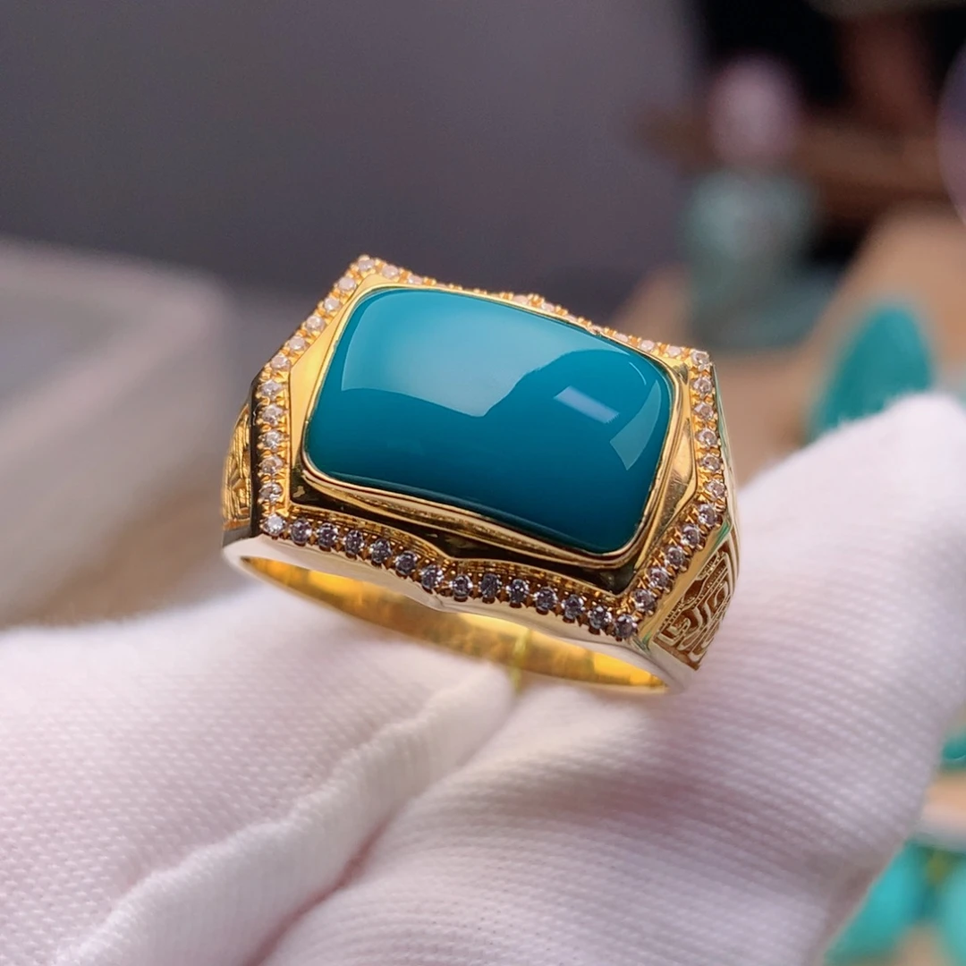 绿松石珠宝奇石18K金镶嵌