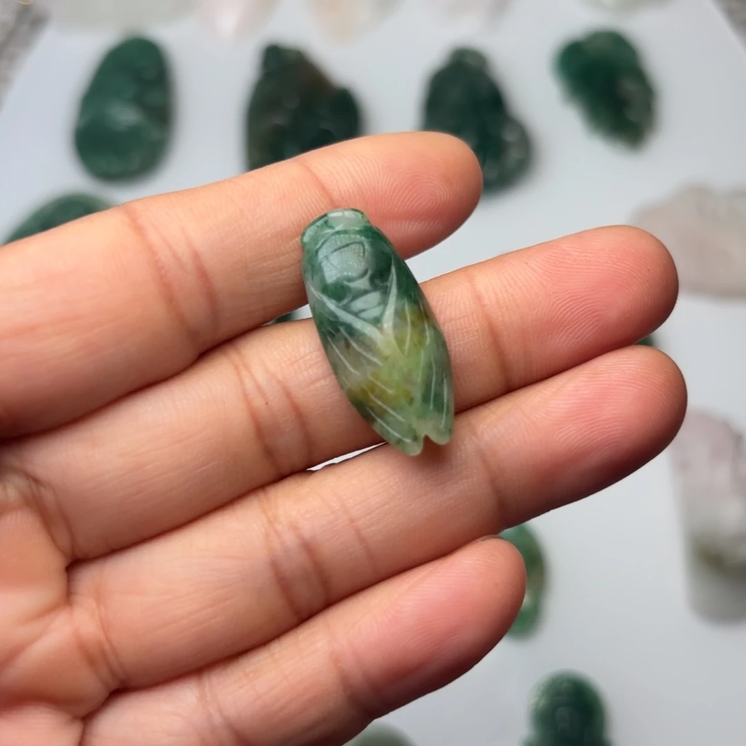 独山玉未镶嵌挂件独玉小知了