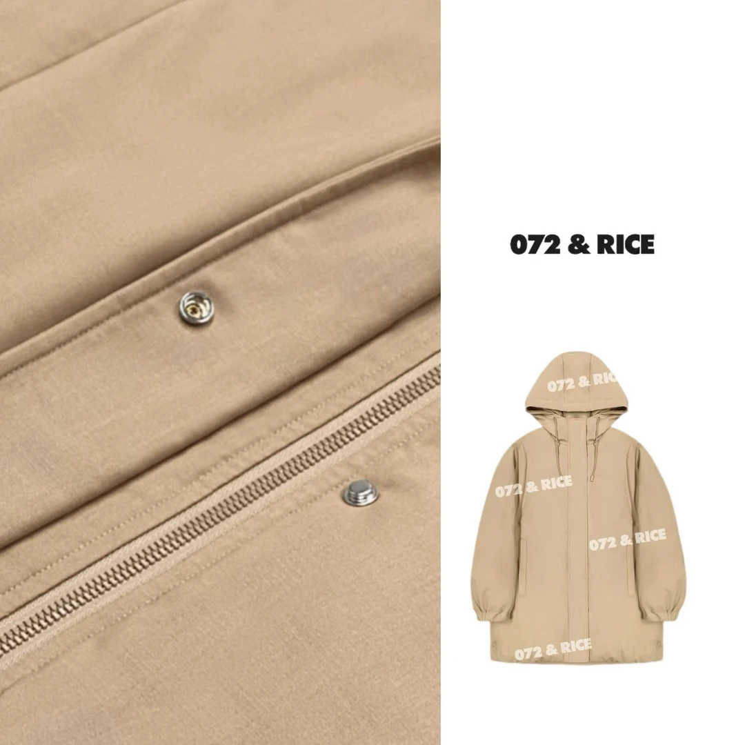 072 & RICE【小禾卡】桑蚕丝+羊毛 连帽白鹅绒外套 A-HMG09