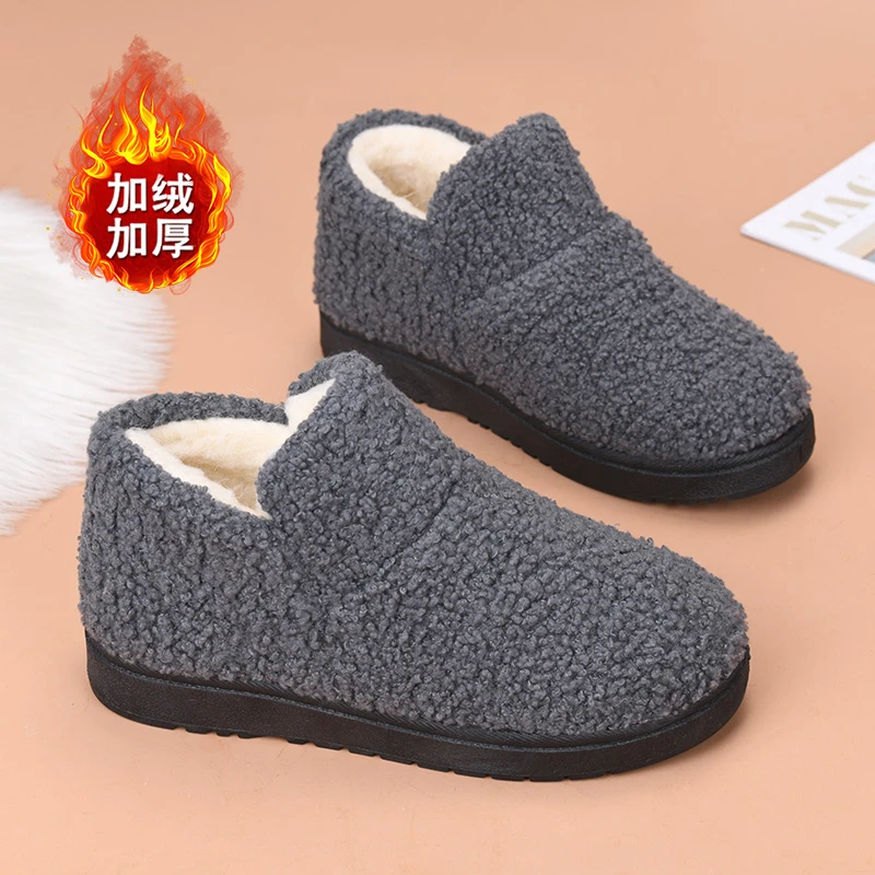 老北京棉鞋女加绒保暖妈妈棉鞋防滑一脚蹬中老年棉鞋女软底雪地靴