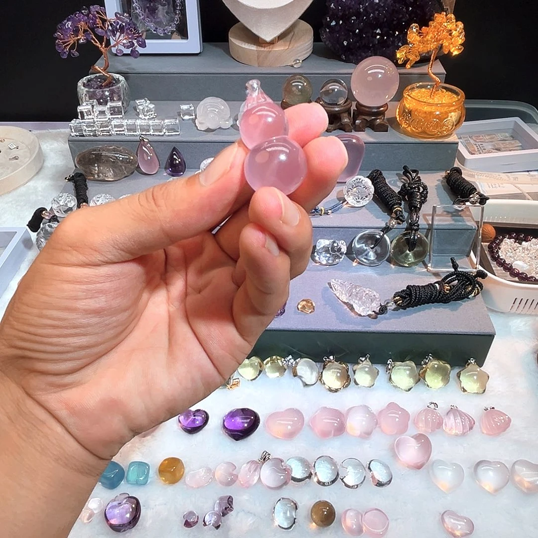 摆件未镶嵌水晶粉水晶葫芦