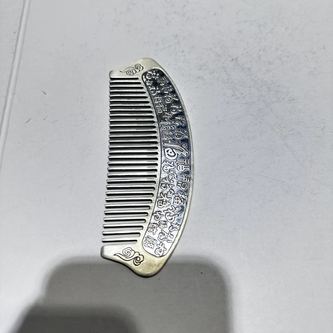 足银银制品 足银999材质雪花造型防静电刮痧保健发梳送妈妈老婆